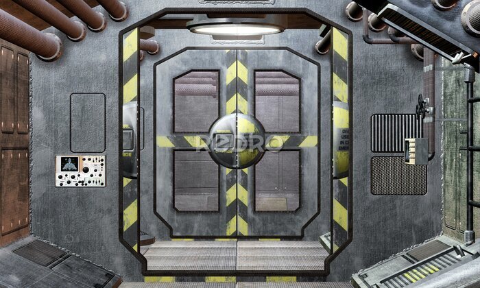 Papier peint  L'intérieur d'un vaisseau spatial avec une trappe