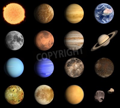 Papier peint  L'univers avec le système solaire