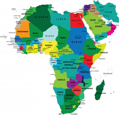 La carte politique de l'Afrique