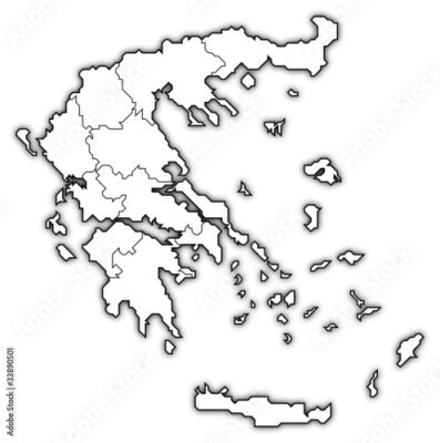 Papier peint  La carte politique de la Grèce avec les divers États.
