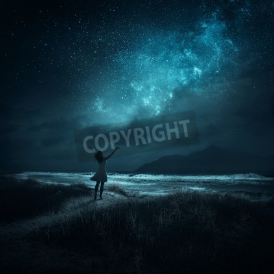 Papier peint  La femme et les étoiles