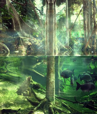 Papier peint  La jungle sous l'eau