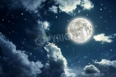 Papier peint  La lune et les étoiles