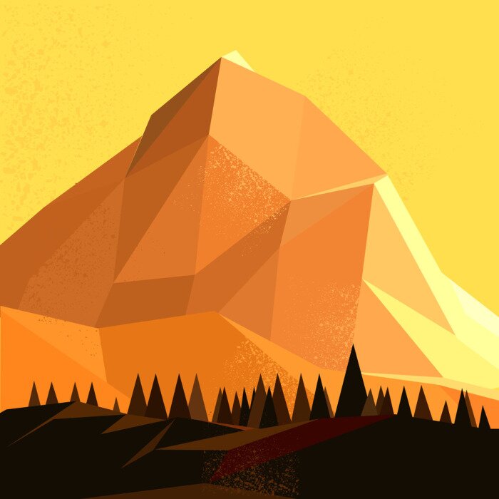 Papier peint  La montagne orange en 3D
