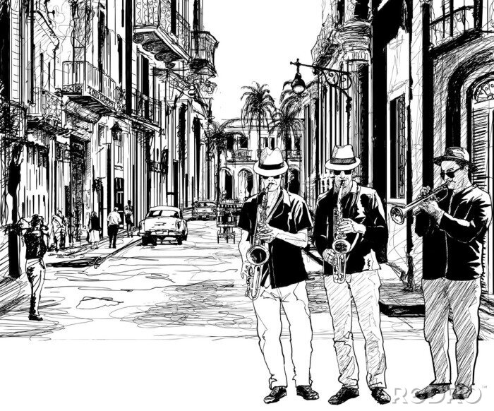 Papier peint  La musique de jazz à Cuba