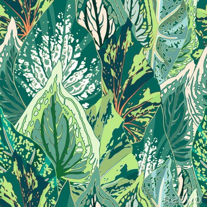 Papier peint  La nature avec un motif vert
