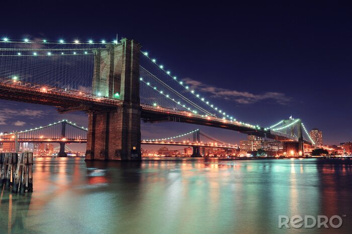 Papier peint  La nuit et le pont de Manhattan