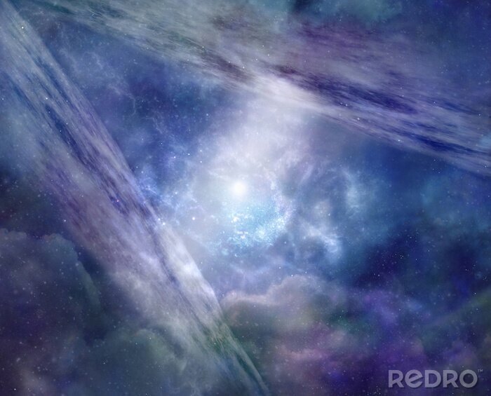 Papier peint  La Terre, le Soleil et la Lune dans une galaxie