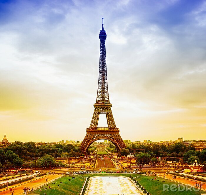 Papier peint  La Tour Eiffel au coucher du soleil