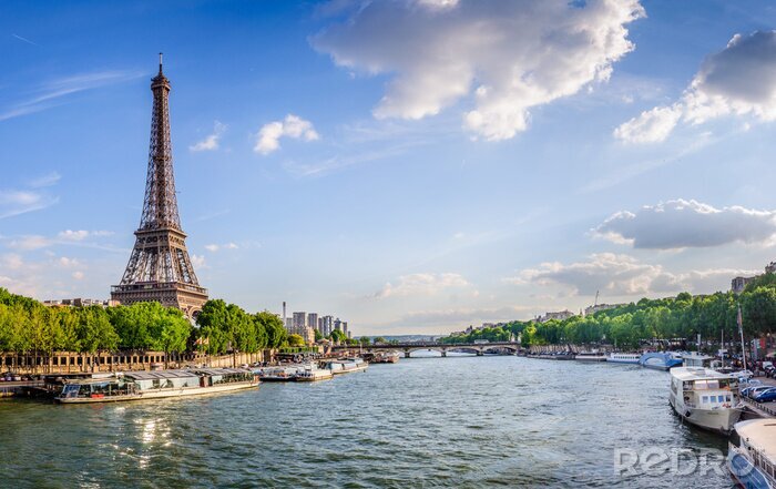 Papier peint  La Tour Eiffel et la Seine à Paris