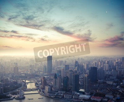 Papier peint  La ville après le coucher du soleil