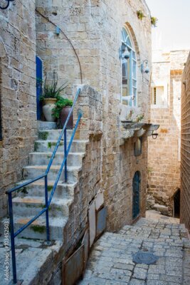 Papier peint  La ville arabe de Jaffa avec des éléments bleus