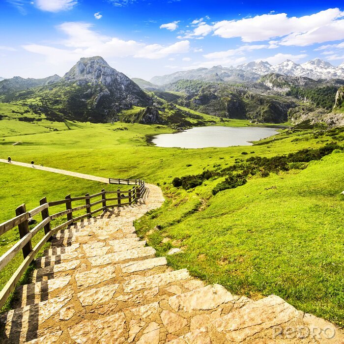 Papier peint  Lac Ercina, l'un des lacs de Covadonga, dans les Asturies, en Espagne.