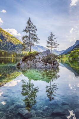 Lake Hintersee in Nationalpark Berchtesgadener Land, Bavaria, Germany