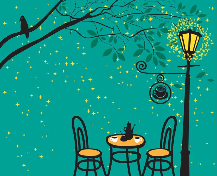 Papier peint  Lampadaire au milieu des étoiles