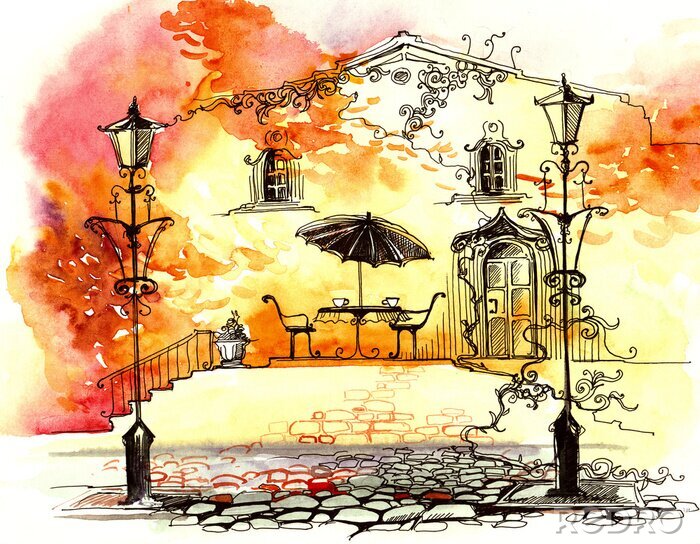 Papier peint  Lampadaires d'automne (série C)