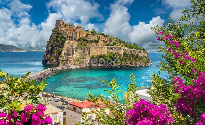 Papier peint  Landscape with Aragonese Castle,  Ischia island, Italy
