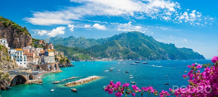 Papier peint  Landscape with Atrani town at famous amalfi coast, Italy