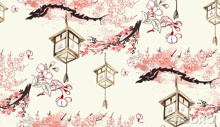 Papier peint  Lanternes japonaises orientales
