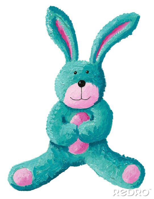 Papier peint  Lapin turquoise et rose
