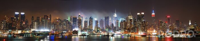 Papier peint  Large panorama New York de nuit