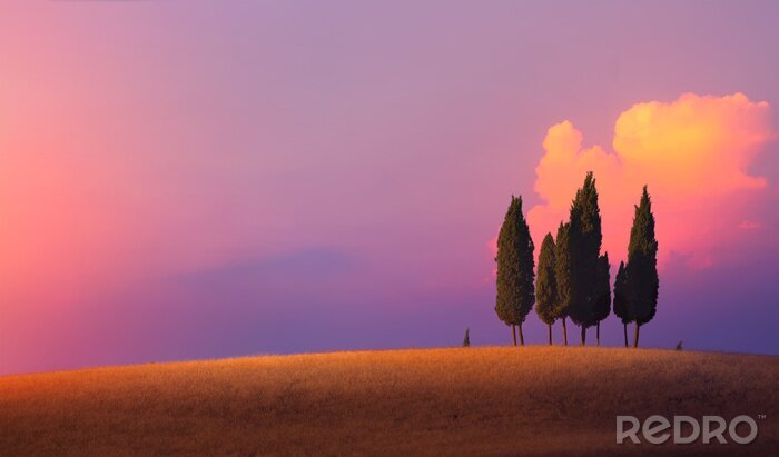 Papier peint  Le ciel pourpre de la Toscane