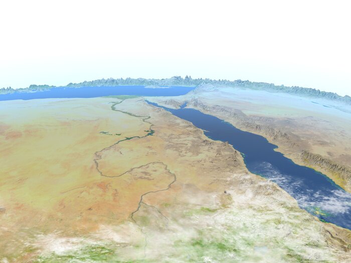 Papier peint  Le désert égyptien et la vue de l'espace