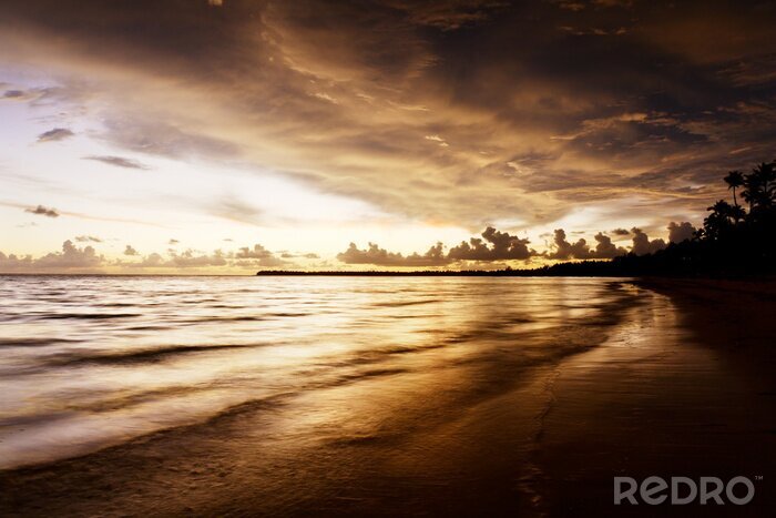 Papier peint  Le lever du soleil et la mer