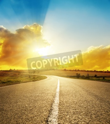 Papier peint  Le lever du soleil et la rue