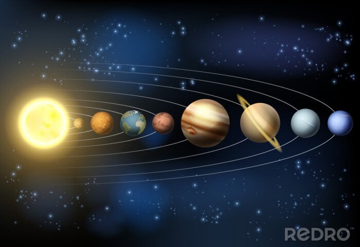 Papier peint  Le soleil avec des planètes