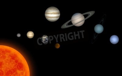 Papier peint  Le Soleil orange dans le système solaire dans l'espace