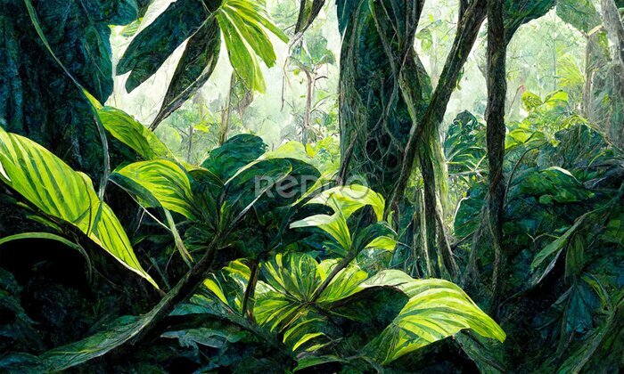 Papier peint  Le vert luxuriant du fourré de la jungle