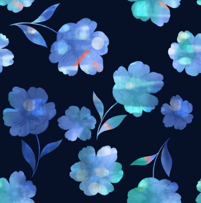Les fleurs bleues se détachent sur un fond sombre