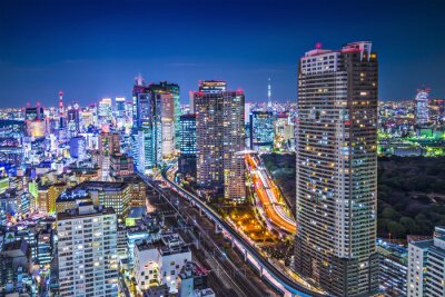 Papier peint  Les lumières dans la nuit de Tokyo avec les bâtiments