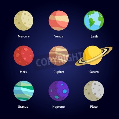 Papier peint  Les neuf planètes du système solaire