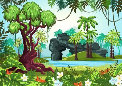 Papier peint  Les tropiques version dessin numérique