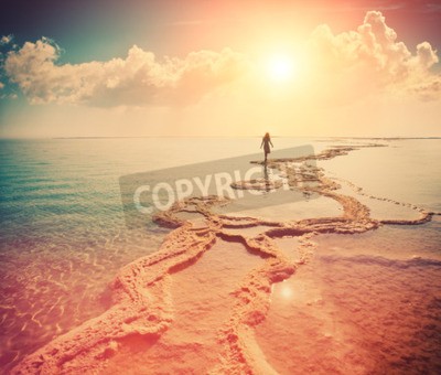 Papier peint  Lever de soleil à la mer Morte