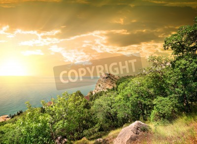 Papier peint  Lever de soleil depuis une colline