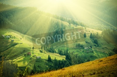 Papier peint  Lever de soleil en style rétro