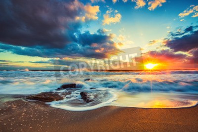 Papier peint  Lever de soleil et bord de mer