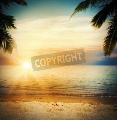 Papier peint  Lever de soleil sur une mer rétro