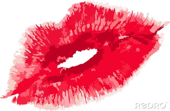 Papier peint  Lèvres rouges version aquarelle