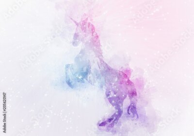 Papier peint  Licorne aux tons violets