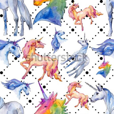 Papier peint  Licornes à l'aquarelle
