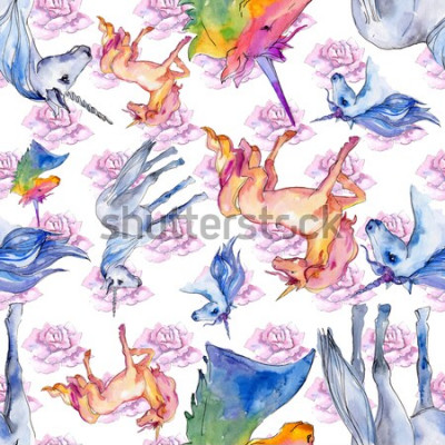 Papier peint  Licornes arc-en-ciel