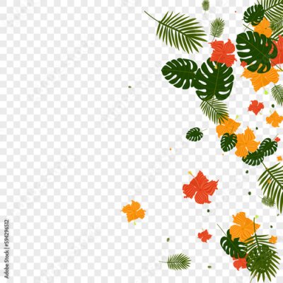 Papier peint  Light Green Strelitzia Background Transparent Vector. Plant Aloha Texture. Green Leaf. Miami Frame. Red Spring Illustration.