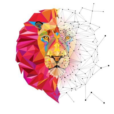 Lignes et couleurs géométriques de tête de lion de lions
