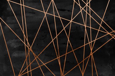 Papier peint  Lignes géométriques dorées Fond noir