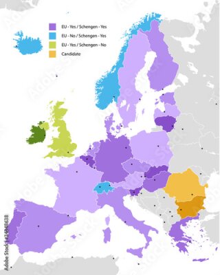 Papier peint  Limitrophes de l'espace Schengen, l'Europe