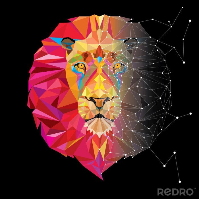 Papier peint  Lion 3D coloré